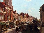 unknow artist Townsfolk shopping along the Oudegracht painting